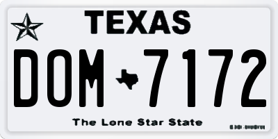 TX license plate DOM7172