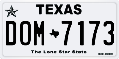 TX license plate DOM7173