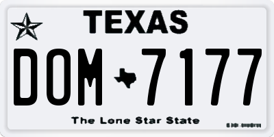 TX license plate DOM7177