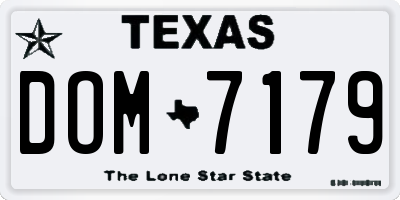 TX license plate DOM7179