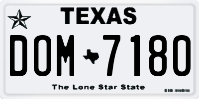TX license plate DOM7180