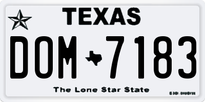 TX license plate DOM7183