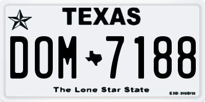 TX license plate DOM7188
