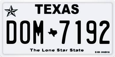 TX license plate DOM7192