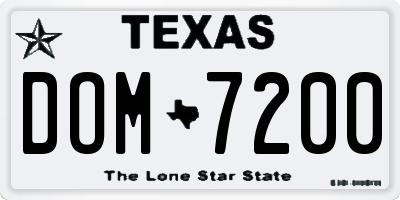 TX license plate DOM7200