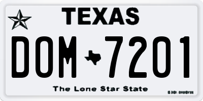 TX license plate DOM7201