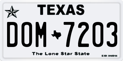 TX license plate DOM7203