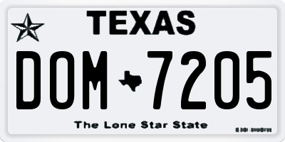 TX license plate DOM7205