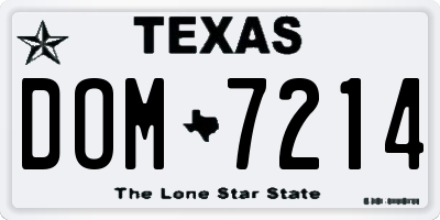 TX license plate DOM7214