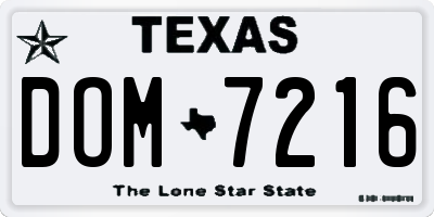 TX license plate DOM7216
