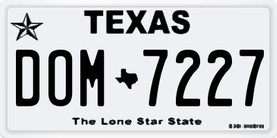 TX license plate DOM7227