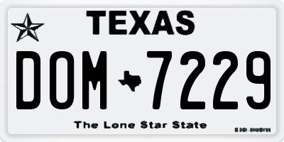 TX license plate DOM7229