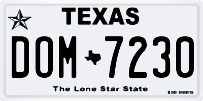 TX license plate DOM7230