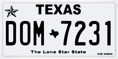 TX license plate DOM7231