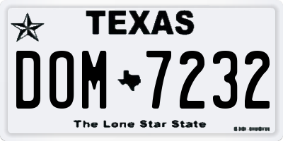 TX license plate DOM7232