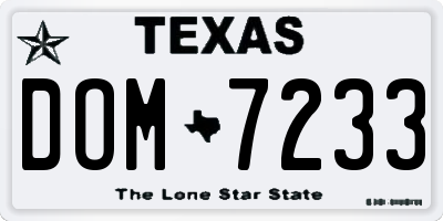 TX license plate DOM7233