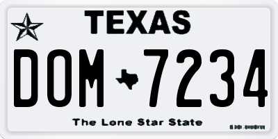 TX license plate DOM7234
