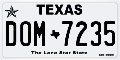 TX license plate DOM7235
