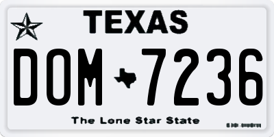 TX license plate DOM7236