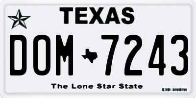 TX license plate DOM7243