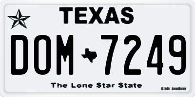 TX license plate DOM7249