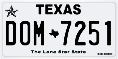 TX license plate DOM7251