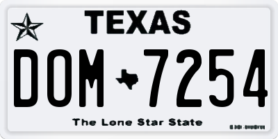 TX license plate DOM7254