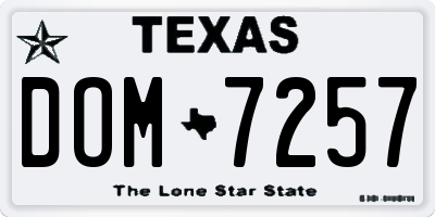 TX license plate DOM7257