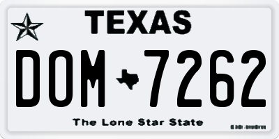 TX license plate DOM7262