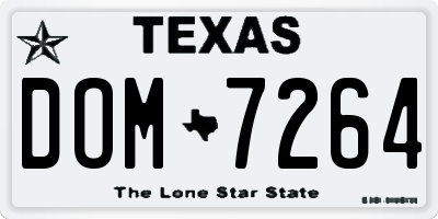 TX license plate DOM7264