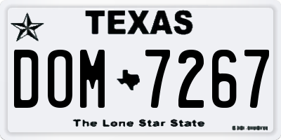 TX license plate DOM7267