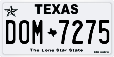 TX license plate DOM7275