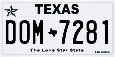 TX license plate DOM7281