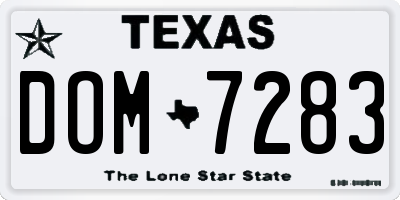 TX license plate DOM7283