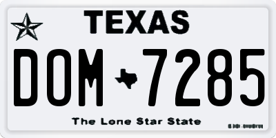 TX license plate DOM7285