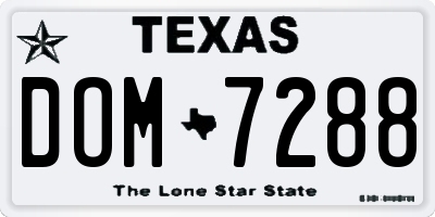 TX license plate DOM7288
