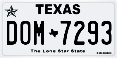 TX license plate DOM7293