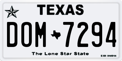 TX license plate DOM7294