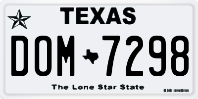 TX license plate DOM7298