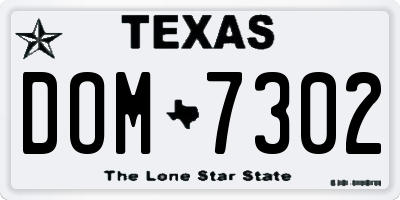 TX license plate DOM7302