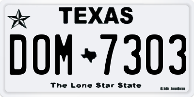 TX license plate DOM7303