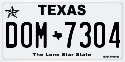 TX license plate DOM7304