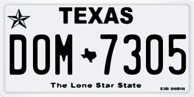 TX license plate DOM7305