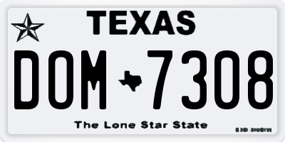TX license plate DOM7308