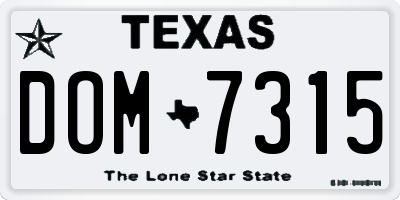 TX license plate DOM7315