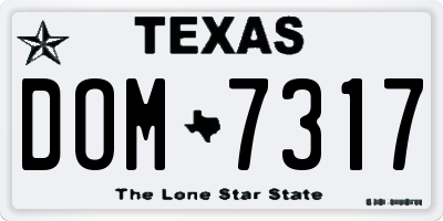 TX license plate DOM7317