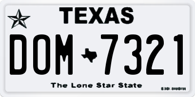 TX license plate DOM7321