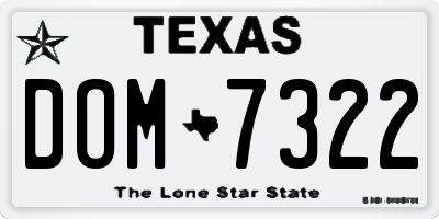 TX license plate DOM7322