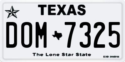 TX license plate DOM7325