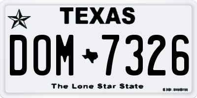 TX license plate DOM7326